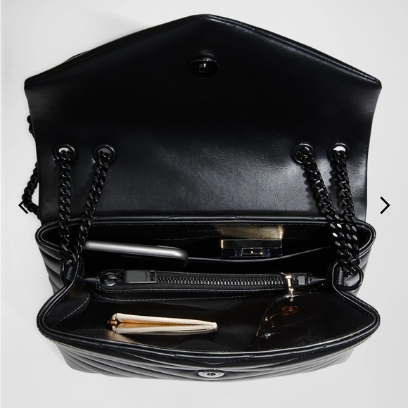 Yves Saint Laurent Black Chevron Shoulder Bag - Picture 3 of 15